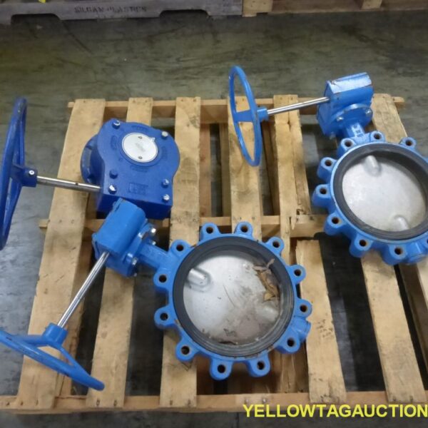 Lot of (2) 10” Pratt Industrial Butterfly Valves and (1) Manual Butterfly valve operator for these valves