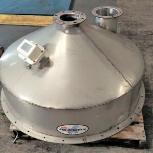 ITEM 1693: 24 CUBIC FOOT  MAC FLOTRONICS STAINLESS STEEL DRY SOLIDS STORAGE HOPPER.