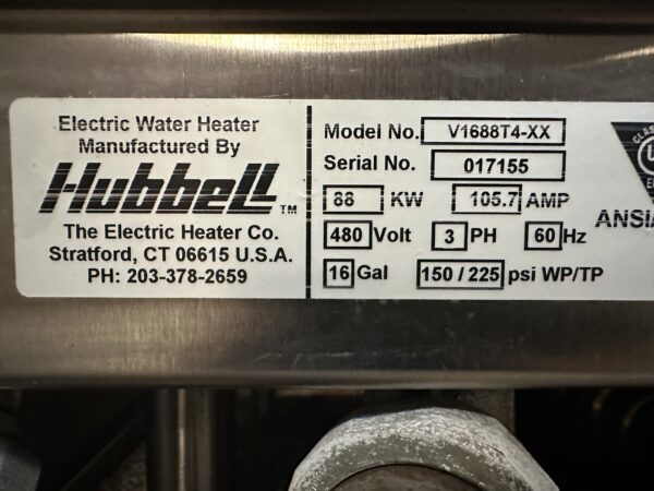 HUBBELL DUAL ELECTRIC HOT WATER HEATER/TANK MODELS V1688T4-XX - Image 11