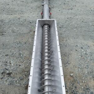 6" DIAMETER X 131” LONG STAINLESS STEEL SCREW CONVEYOR WITH FLARED INLET TROUGH