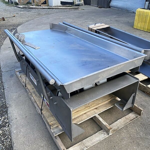 18” WIDE X 86” LONG X 5” DEEP ALLEN VIBRATING CONVEYOR WITH 10” OD ...