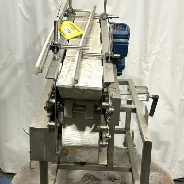 6” WIDE NCC AUTOMATED SYSTEM PRODUCT CONVEYOR WITH DRIVE & STAINLESS STEEL STAND.