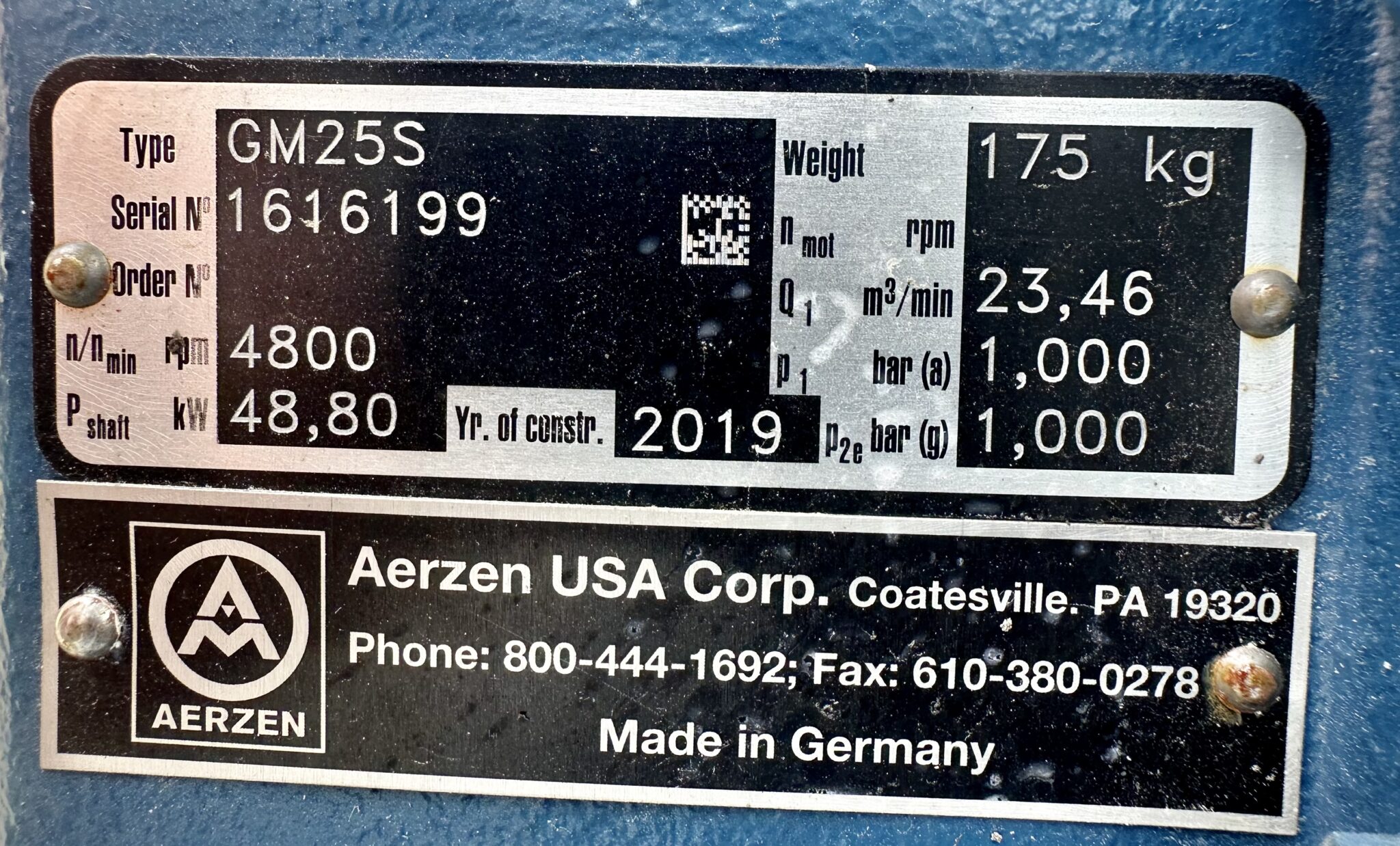 ITEM 2655 50 HP AERZEN TYPE GM25S BLOWER PACKAGE Cooper Industries LLC