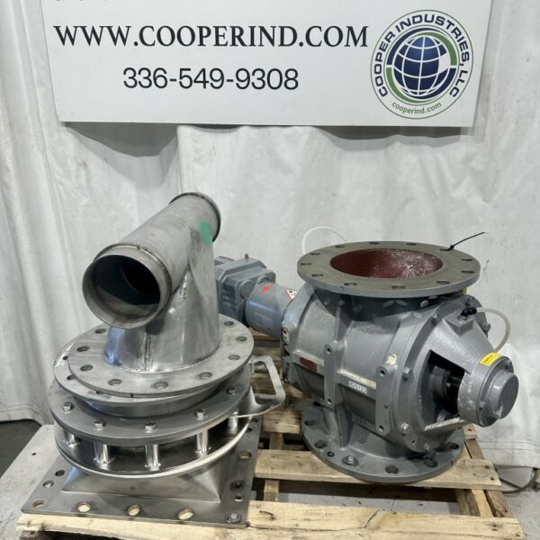 ITEM 2666: 10” DIAMETER DMN WESTINGHOUSE ROTARY AIRLOCK MODEL AL-250-1 USED STAINLESS STEEL ROTOR, CAST IRON BODY