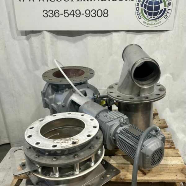 ITEM 2667: 10” DIAMETER DMN WESTINGHOUSE ROTARY AIRLOCK MODEL AL-250-1 USED STAINLESS STEEL ROTOR; CAST IRON BODY