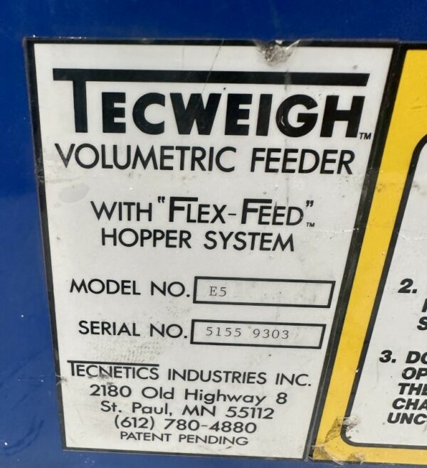 ITEM 2561: 1” DIAMETER TECWEIGH SCREW FEEDER MODEL E5 USED MISSING LINER - Image 4