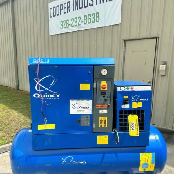 ITEM 2604: 11 KW QUINCY COMPRESSOR TYPE QGS15DCSA/UL WITH REFRIGERATED AIR DRYER
