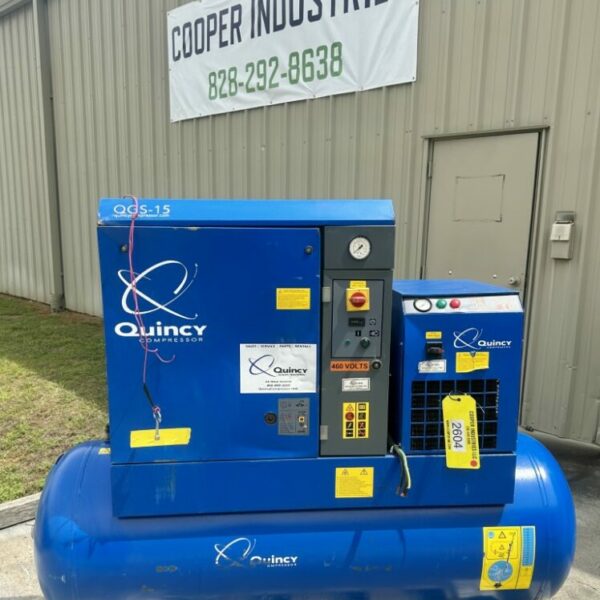 ITEM 2604: 11 KW QUINCY COMPRESSOR TYPE QGS15DCSA/UL WITH REFRIGERATED AIR DRYER