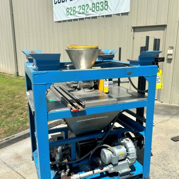 ITEM 1768: TOTE BIN / BULK BAG UNLOADER W/ STAINLESS STEEL SCREW FEEDER AND ROTARY VALVE AND DEWEIGH HOPPER WITH  PNEUMATIC CONVEY SYSTEM