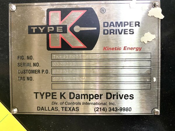 ITEM 2211:  TYPE K DAMPER DRIVES ROTORK UNUSED PNEUMATIC DAMPER DRIVE CONTROLS AND POSITIONER.  SEE NAMEPLATE PHOTOS FOR ADDITIONAL DETAILS. - Image 8