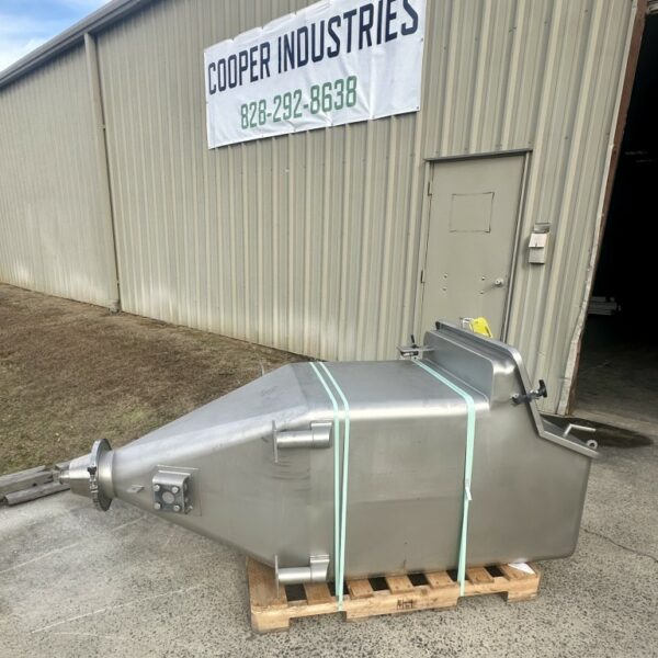ITEM 2918: BAG DUMP STATION: 16 CUBIC FT SEMI-BULK SYSTEMS INC. DRY INGREDIENT SURGE BIN, VERTICAL FLOW W/MOUNTED VIBRATING SCREEN ON/OFF SWITCH STAINLESS