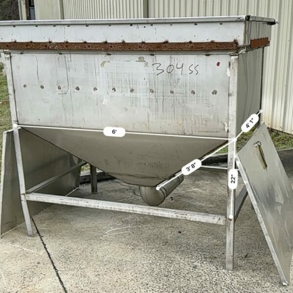 ITEM 2625:  80 CU FT STAINLESS PNEUMATIC CONVEYING HOPPER, USED