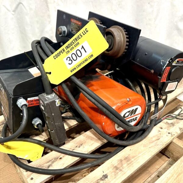 ITEM 3001: 1/2 TON, 500 KG, 1000 POUND HOIST AND TROLLEY CM MODEL F SERIES 635 TROLLEY