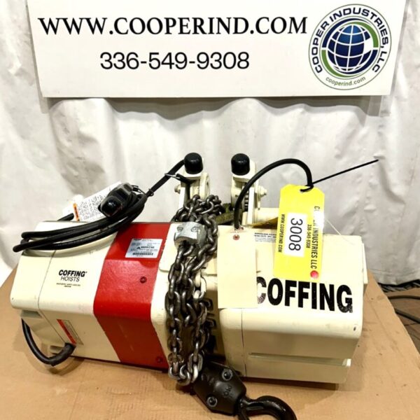 ITEM 3008: 2 TON COFFING HOIST MODEL ECMT4024 AND TROLLEY, UNUSED