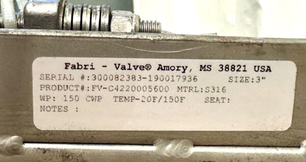 ITEM 3066: 3” KNIFE GATE FABRI-VALVE PRODUCT # FV-C4220005600 - Image 7