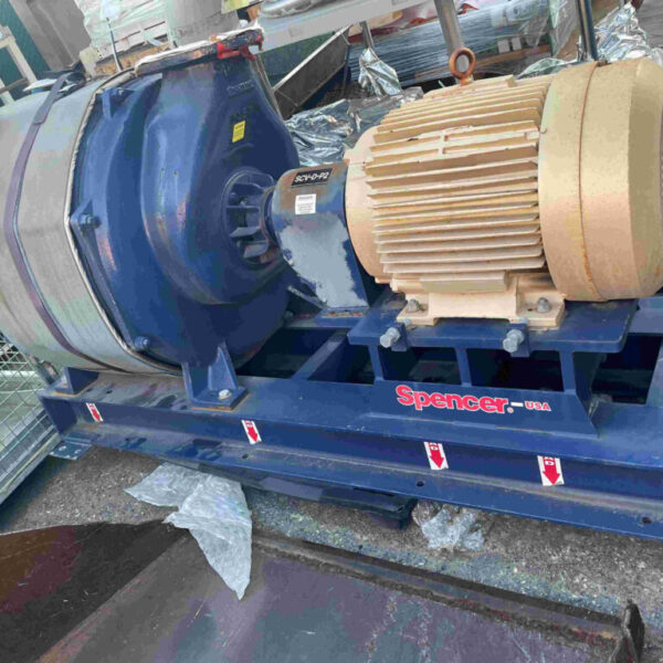 ITEM 3067:  60 HP SPENCER POWERMIZER VACUUM UNIT.  COMPLETE WITH  60 HP 230-460 VOLT MOTOR, FILTER HOLUSINGT, AND DISCHARGE HOPPER