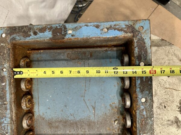 ITEM 2962:   14”x14” ABEL PNEUMATIC ROLLING BLADE KNIFE GATE CARBON STEEL USED - Image 11