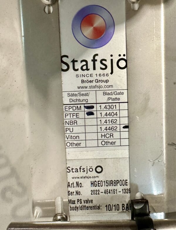 ITEM 3065:    6” STAFSJO STAINLESS PNEUMATIC KNIFE GATE - Image 8