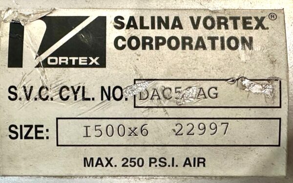 ITEM 3068:  LOT OF 5 SALINA VORTEX KNIFE GATE CYLINDERS ALL UNUSED - Image 7