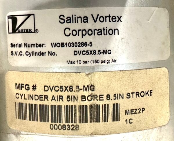 ITEM 3068:  LOT OF 5 SALINA VORTEX KNIFE GATE CYLINDERS ALL UNUSED - Image 8