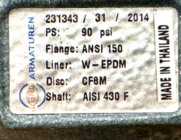 ITEM 2644-1:    4” EBRO BUTTERFLY VALVE DN100 PN16 Z011-A TYPE EB5.1SYD - Image 7