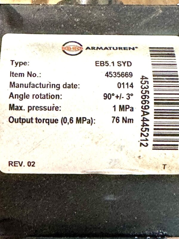 ITEM 2644-1:    4” EBRO BUTTERFLY VALVE DN100 PN16 Z011-A TYPE EB5.1SYD - Image 8